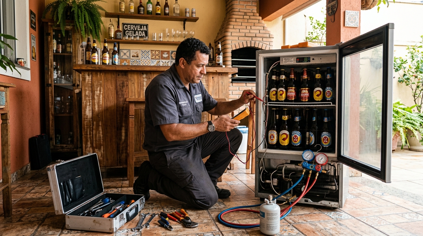Recarga de gás refrigerante de cervejeira em Vitória‑ES