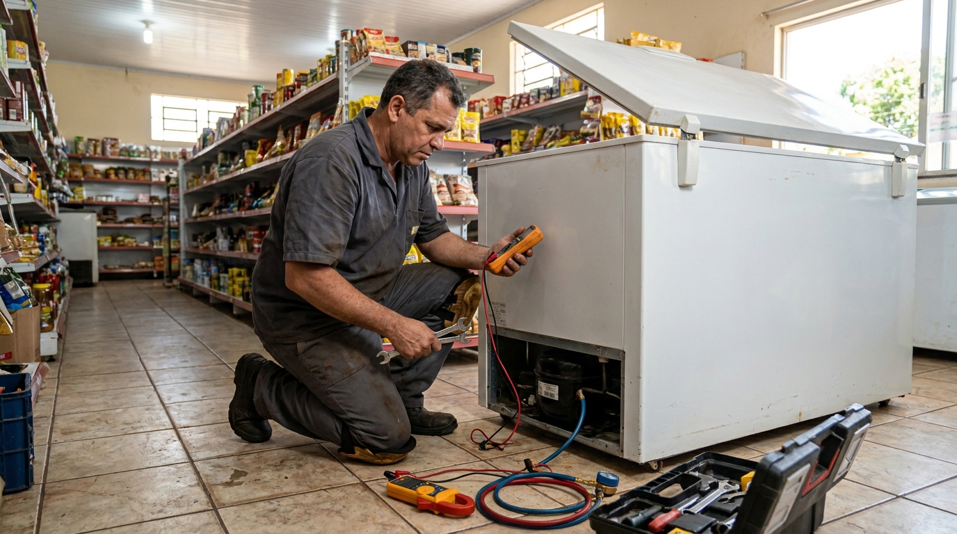 Troca de termostato de freezer em atendimento em Vitória‑ES